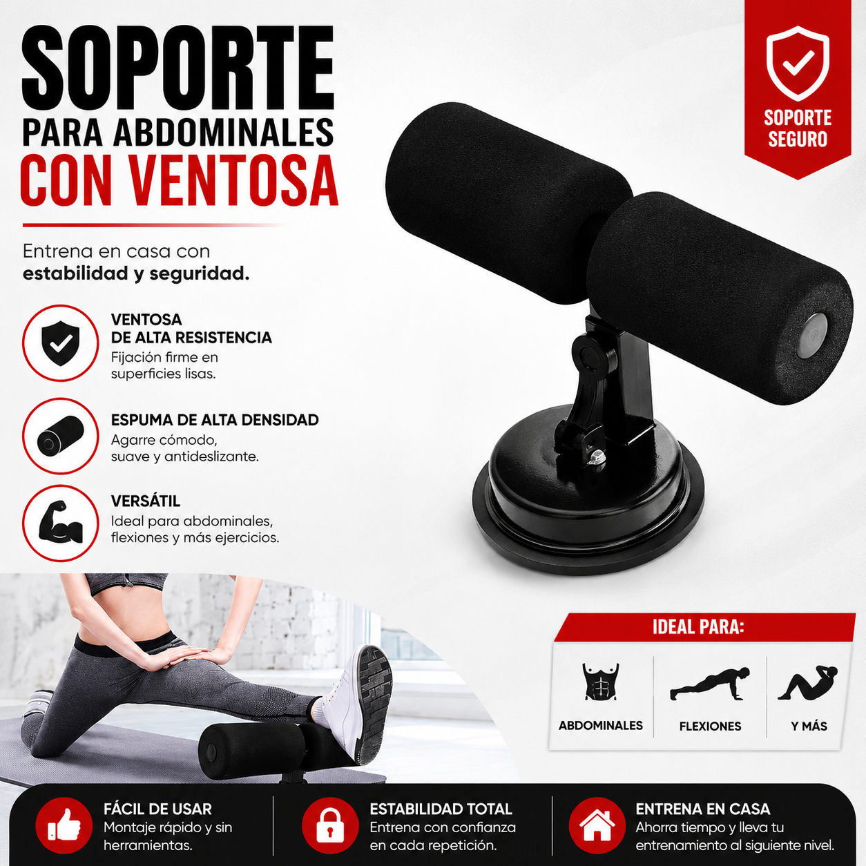 Soporte para abdominales con ventosa