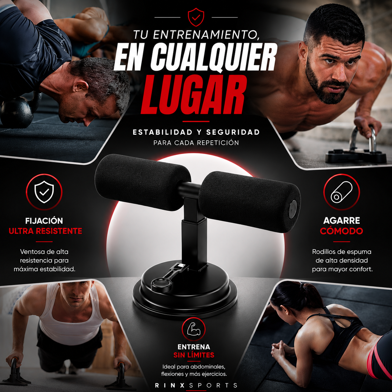 Soporte para abdominales con ventosa